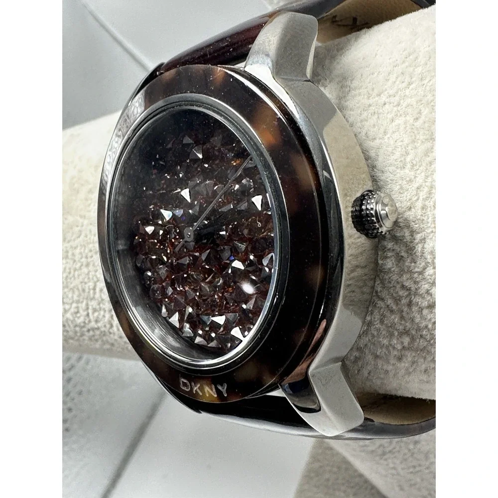 DKNY NY-8651 New Battery‎ Tortoise-Shell 43MM Crystal Dial 7.5